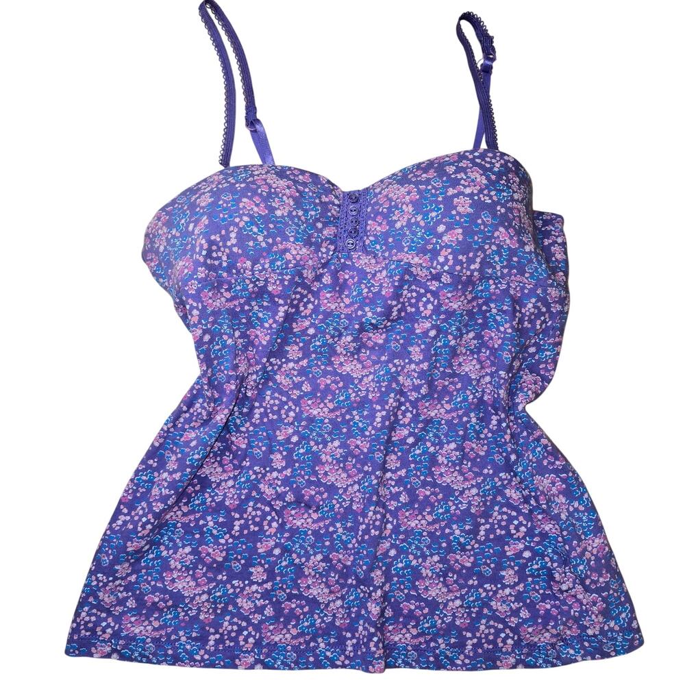 Y2k Style Lei Padded Cami Baby Doll Purple Floral Size L